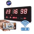 Relógio de Parede LED com Câmera Escondida WiFi 