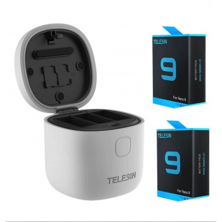Carregador USB Triplo Hero 9 com 2 baterias Telesin