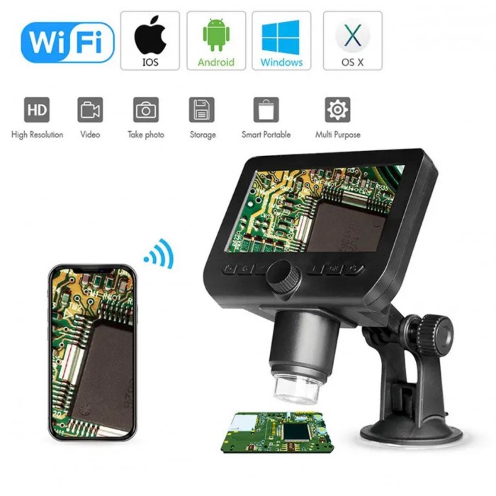 Microscópio Digital tela 4,3'' wifi / Android - Iphone - c/ 32gb