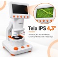 Microscópio Digital 800x Tela IPS 4,3 Pol Wi-Fi Foto Vídeo