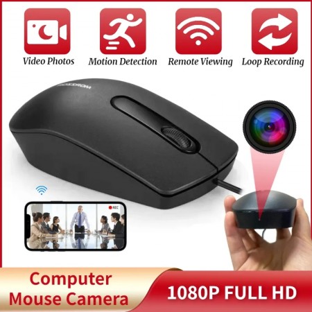 Mini Câmera Mouse USB Wifi 128Gb / Escuta ao vivo