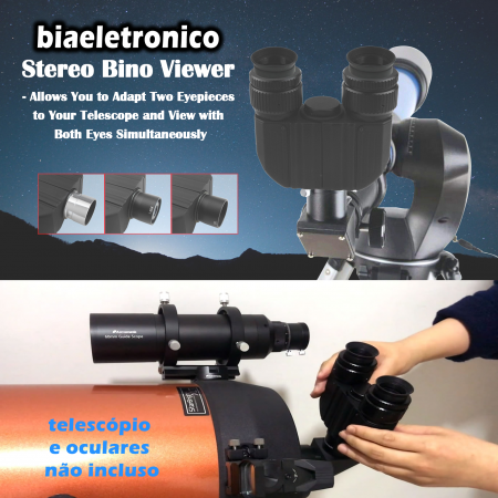 Cabeça Binocular Dupla para Telescópio 1,25" BAK4 + 1.85x/3x Barlow (sem oculares)