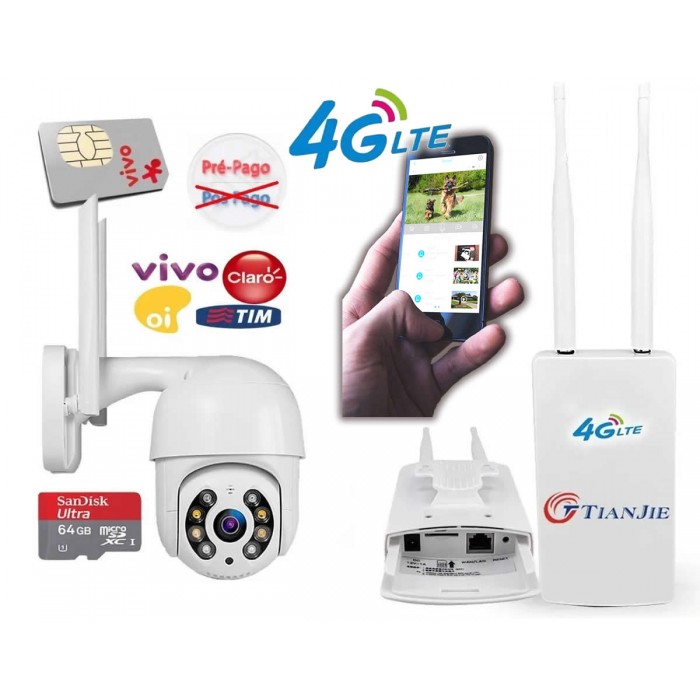 Kit Câmera de Segurança 4G - Chip 4G 1x Dome 