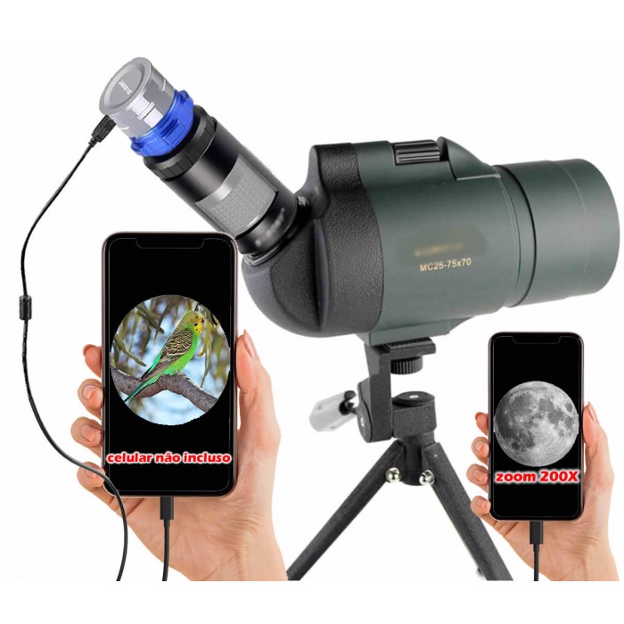Luneta - Telescópio - VisionKing - SvBONY 25-75x70 BaK-4 - com Câmera Ocular