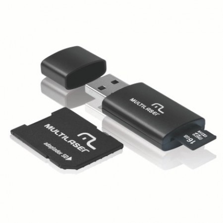 Cartão de Memória Multilaser KIT MicroSD 16Gb 