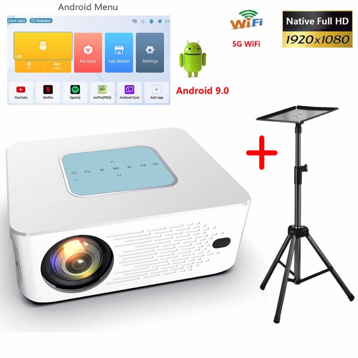 Projetor Y2 Led Android Wifi 4500 Lumens Hdmi Bluetooth USB fullHD 1080P + Suporte Tripé