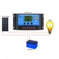 Controlador de Carga Solar 30A PWM LCD USB 