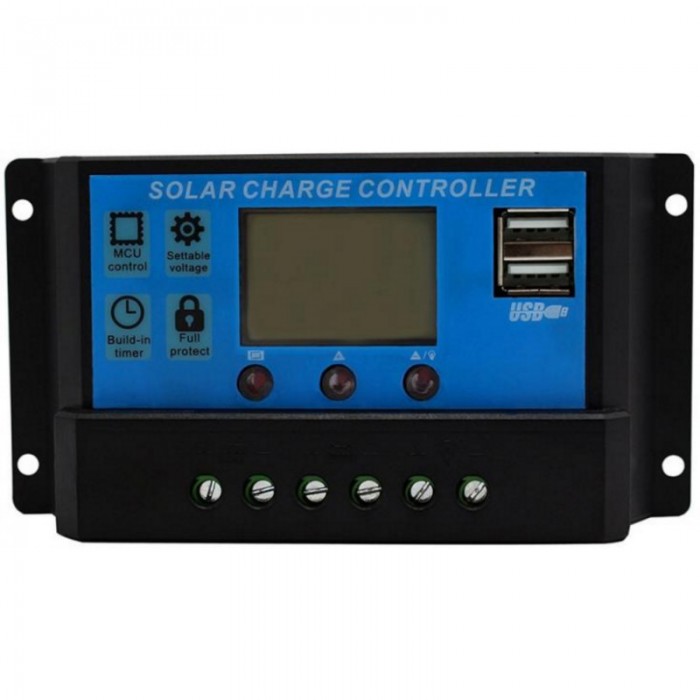 Controlador de Carga Solar 30A PWM LCD USB 